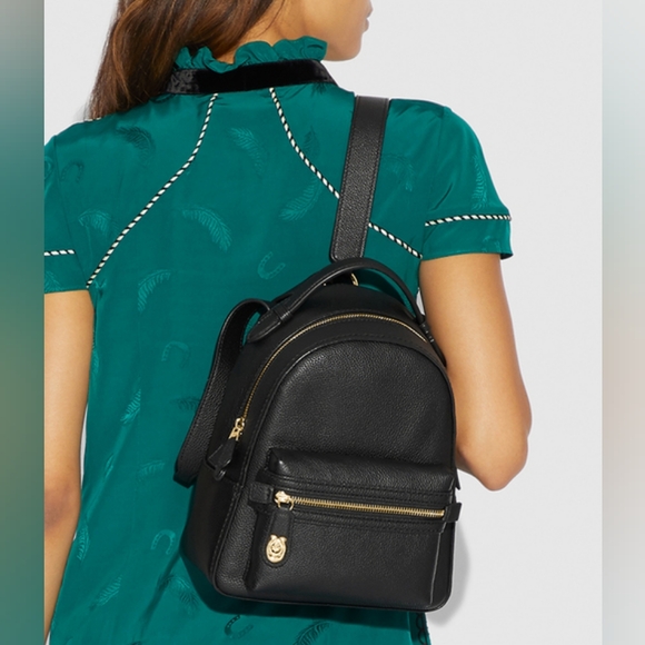 Coach Campus Backpack 23 Black Leather Small Backpack 31032 - Picture 3 of 14